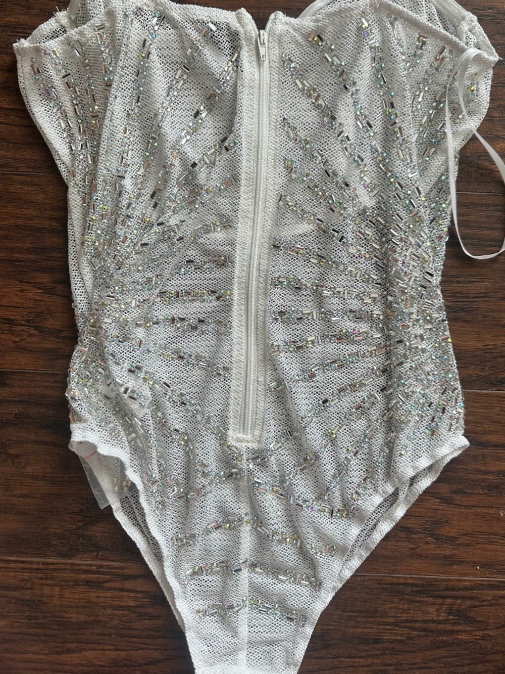 Bridal white rhinestone bodysuit like new - Picture 3 of 5